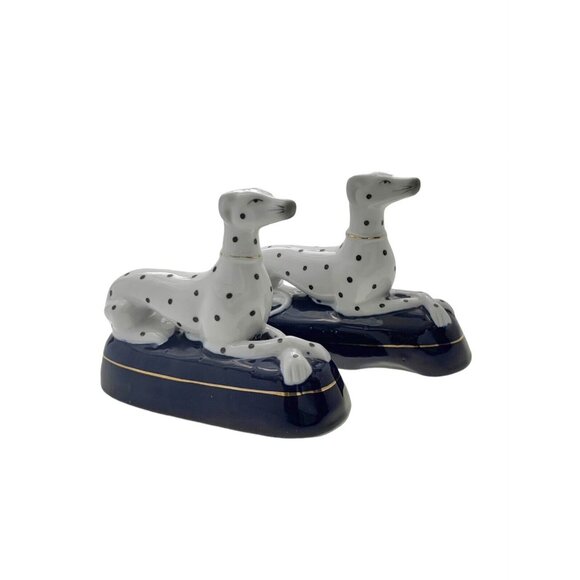 Dog Statue Pair Dalmatian Staffordshire Fitz Floyd Style Figurine Vintage Decor